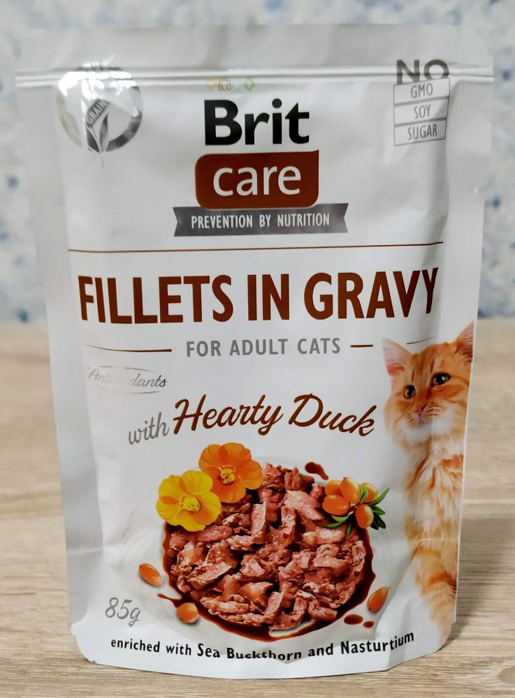 Brit Care Cat Fillets In Gravy Кусочки филе в соусе с мясом утки для взрослых кошек