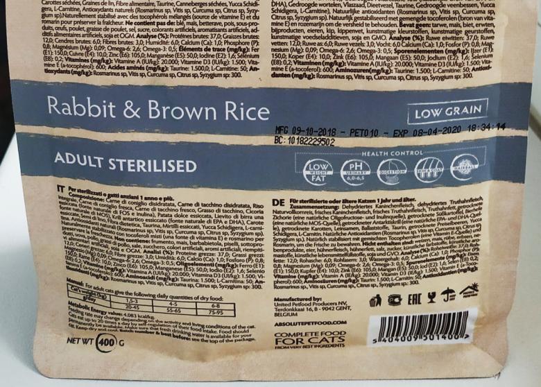 Нормы кормления, срок годности сухого корма Grandorf Rabbit & Brown Rice Adult Sterilized
