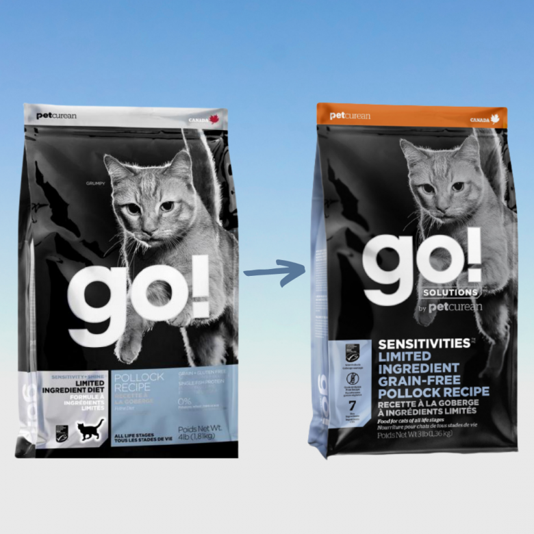 Обновленная упаковка GO! Solutions Sensitivities Limited Ingredient Grain Free Pollock Recipe